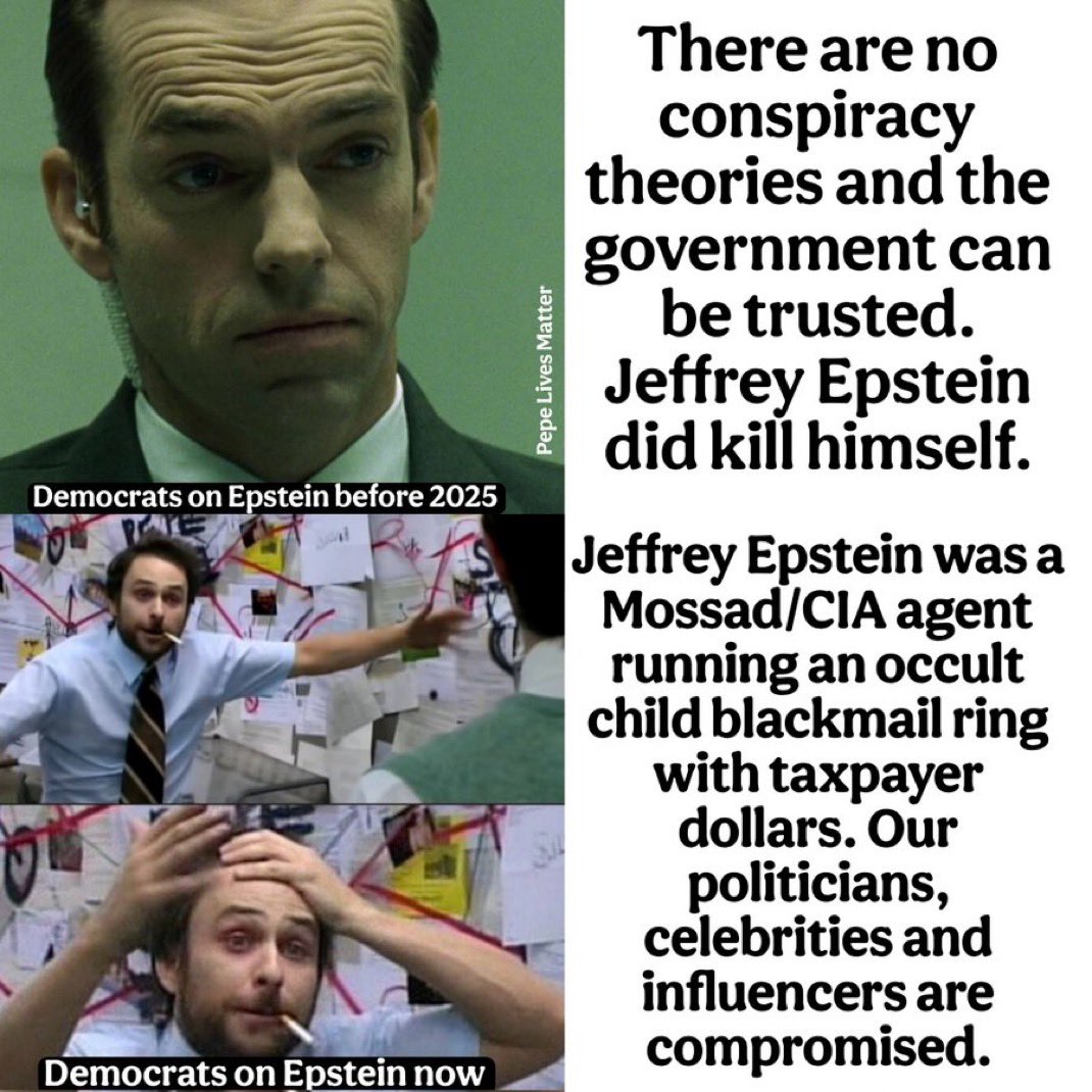 ultrapepemqtter's tweet image. Liberals on Epstein before 2025 vs Now