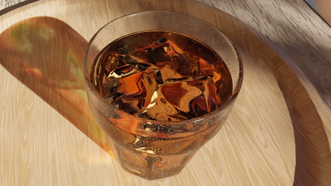 Celsius37's tweet image. むぎ茶を制作中〜🥃
ふちの色の境界を表現するのが難しかった
 #Blender