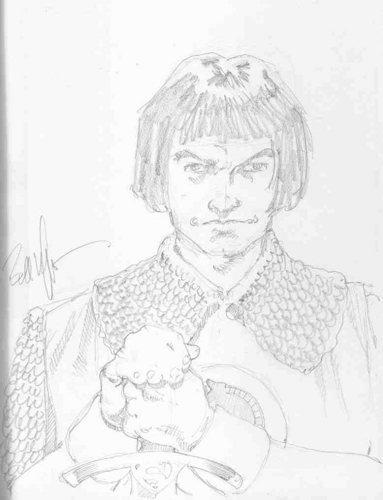BillWillingham's tweet image. A very quick Prince Valiant I did at a con. The S on his sword stands for the famous Singing Sword of course.
