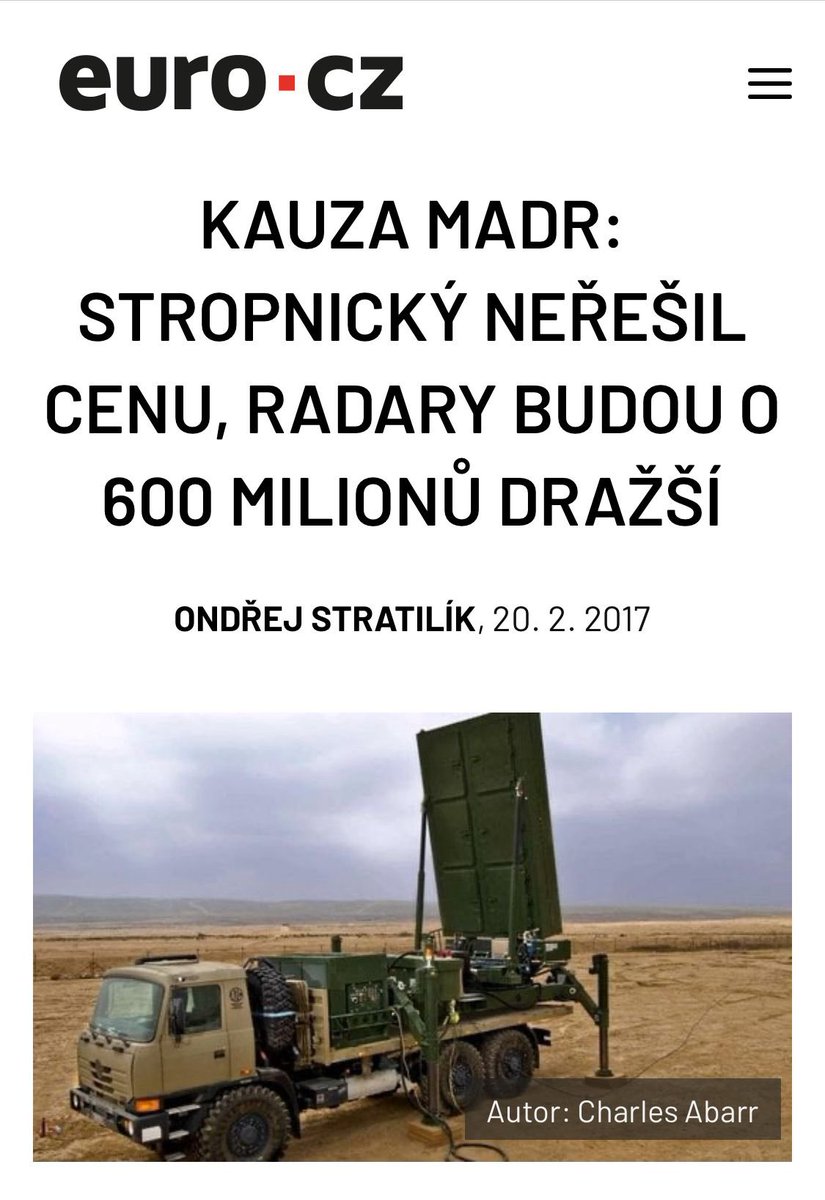 jana_cernochova's tweet image. Pamatujete na nákup radiolokátorů MADR pro @ArmadaCR v režii ANO? Že ne? Tak já vám ten příběh ve zkratce připomenu. Hlavně opět pánům @AndrejBabis, @KarelHavlicek_ a @metnarl, kteří rádi kritizují naše výsledky, ačkoliv je první jmenovaný donedávna občas i chválil.
Ono se totiž…