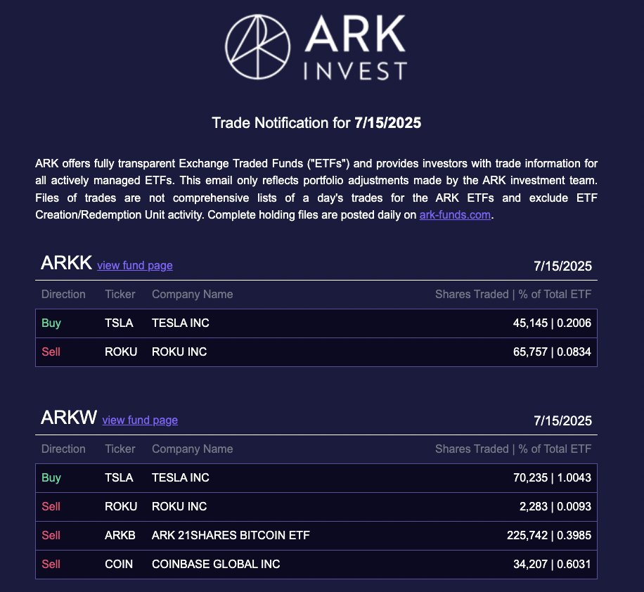 🚨 BREAKING: Cathie Wood e Ark Invest acquistano 115.380 azioni di Tesla