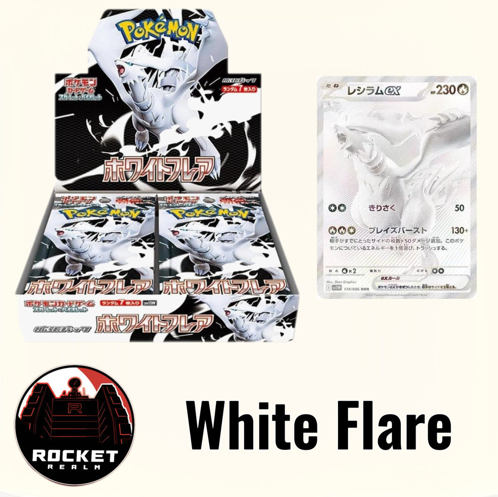 Japanese Black and White booster boxes restocked on Rocket Realm TCG:

Black Bolt $76.95
rocketrealmtcg.com/products/black…

White Flare $73.95
rocketrealmtcg.com/products/white…
#ad