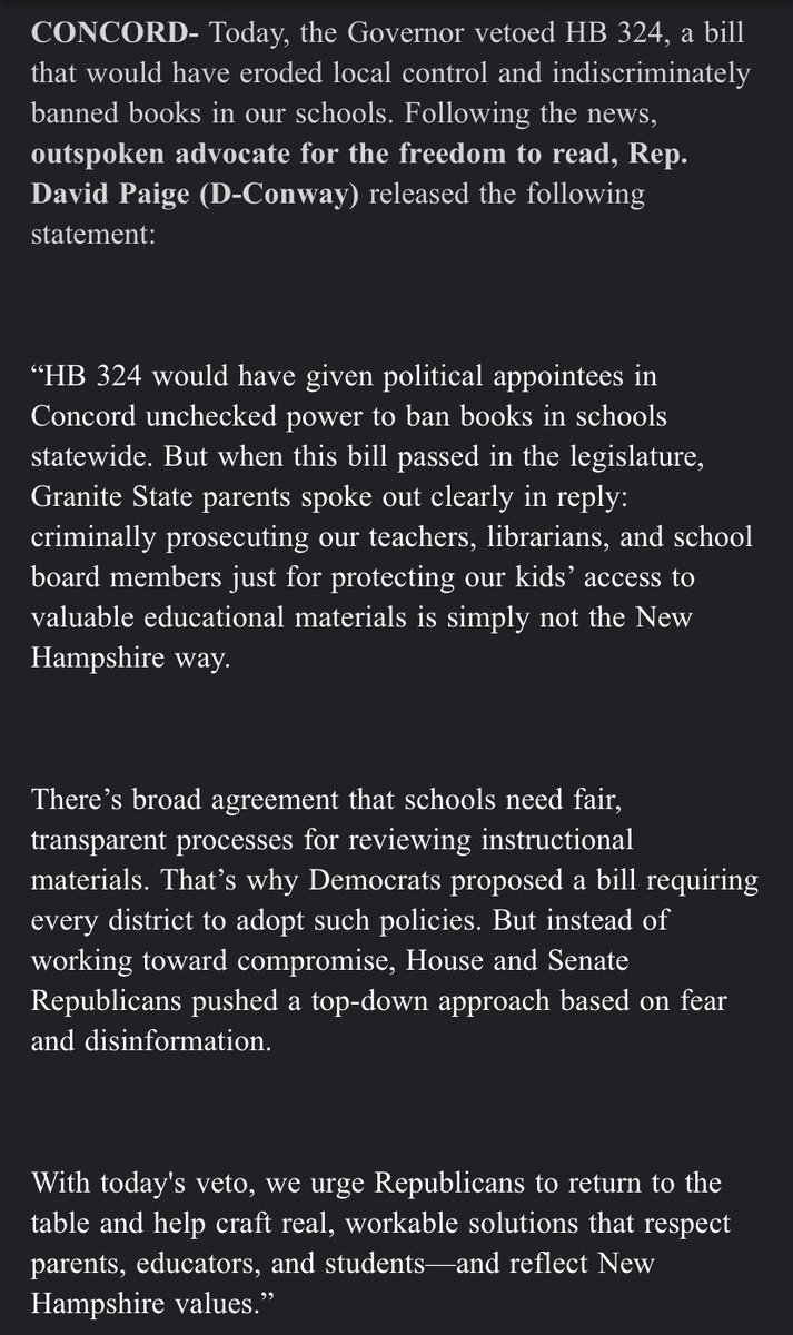 WillSkipworth's tweet image. The @NHDems are celebrating some of the vetos that just came down from New Hampshire’s Republican Gov. @KellyAyotte. The vetoes were some of the more right wing bills passed this session. Here are some statements they just put out: #NHPolitics