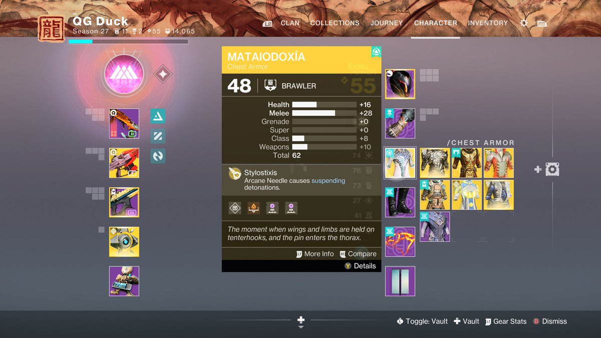 QG_Duck's tweet photo. @BungieHelp Found a bug. Says I have to unlock the exotic in collections, but I am literally wearing it. https://t.co/M77gOIOiA7