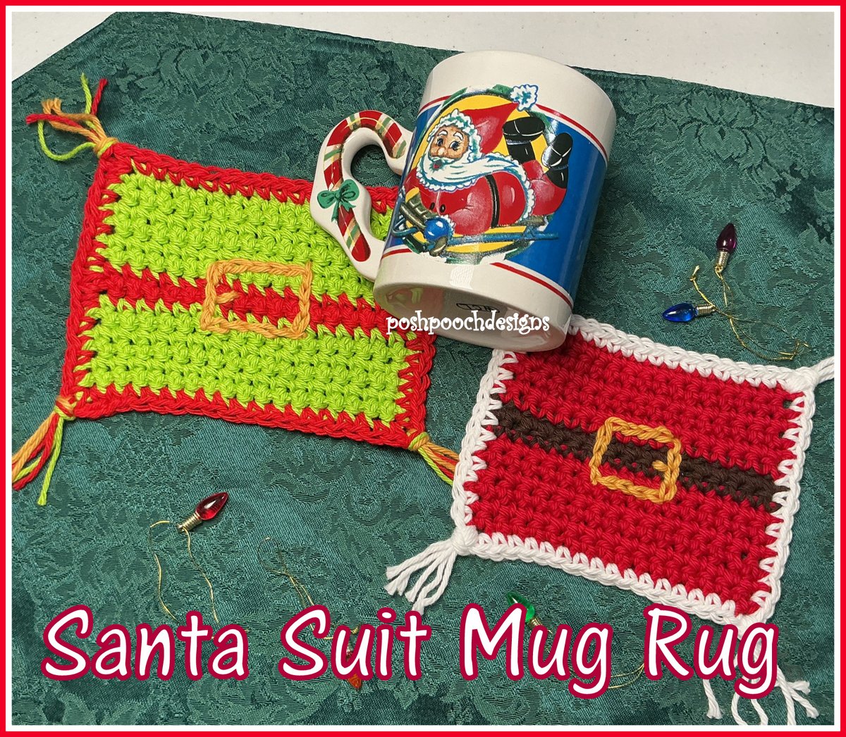 SaraSachCrochet's tweet image. Santa Suit / Elf Mug Rug Crochet Pattern and Video - #santasuit #crochetpatterns #christmasinjuly #mugrug #christmas - …shpoochdesignsdogclothes.blogspot.com/2025/07/santa-…