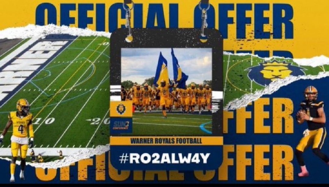 Kadyn Thomas (@kadynthomas343) on Twitter photo I am blessed to receive my first offer from @WarnerUfootball. Thank you to <a href="/dburks88/">Dialleo Burks Sr.</a> for this opportunity.
<a href="/CoachJakeOwens9/">Jake Owens</a> <a href="/CoachJoeNieves/">Coach Joe Nieves</a> <a href="/coachJWoods60/">Josh Woods</a> I am blessed to receive my first offer from @WarnerUfootball. Thank you to <a href="/dburks88/">Dialleo Burks Sr.</a> for this opportunity.
<a href="/CoachJakeOwens9/">Jake Owens</a> <a href="/CoachJoeNieves/">Coach Joe Nieves</a> <a href="/coachJWoods60/">Josh Woods</a>