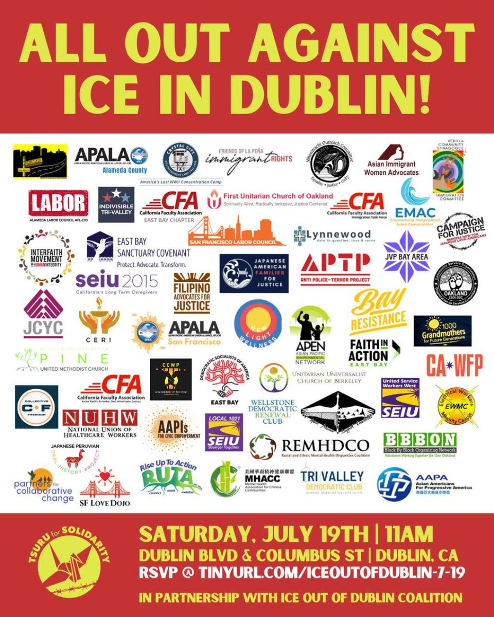 CA_WFP's tweet image. Join us this Saturday, July 19 in Dublin, to say NO ICE and NO NEW DETENTION CENTERS! Learn more and RSVP here: actionnetwork.org/events/all-out…
