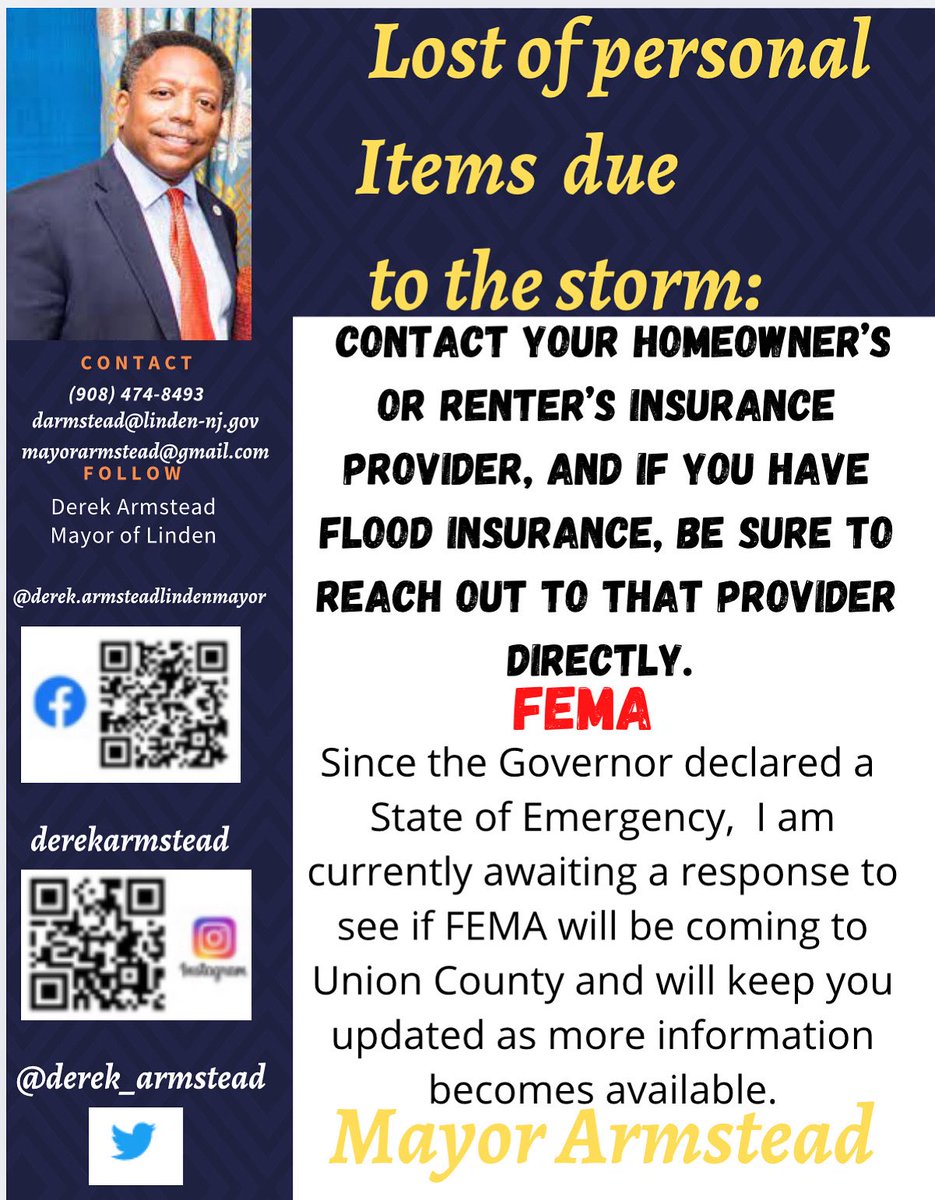 Our hearts go out to the families of the 2 women who tragically lost their lives in Plainfield after their vehicle was swept away by surging floodwaters during Monday night’s severe storm. 

We are truly grateful to God that no lives were lost in Linden.

See flyer regarding FEM