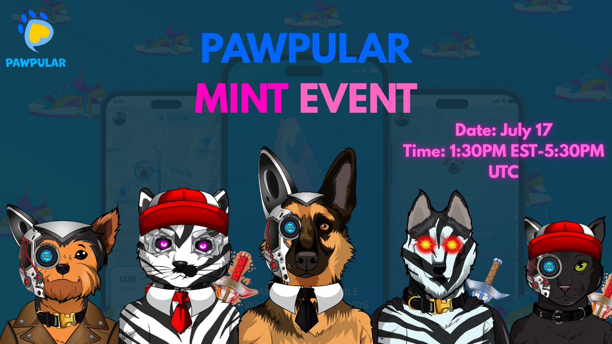 PawPular (@pawpularapp) on Twitter photo ๐พ PawPular Mint Event #2 โ July 17 at 1:30PM EST / 5:30PM UTC
๐จ We've got updated NFT pricing & fresh alpha to share!
Join us as we break it all down and keep the momentum going ๐ถ๐ฅ
๐ BOUNTIES INCLUDE:
โจ CEN NFTs
๐จ NFTs from partner projects <a href="/mnk3ylabs/">MNK3YS</a> <a href="/enchanted_nfts/">Enchanted Miners</a> ๐พ PawPular Mint Event #2 โ July 17 at 1:30PM EST / 5:30PM UTC
๐จ We've got updated NFT pricing & fresh alpha to share!
Join us as we break it all down and keep the momentum going ๐ถ๐ฅ
๐ BOUNTIES INCLUDE:
โจ CEN NFTs
๐จ NFTs from partner projects <a href="/mnk3ylabs/">MNK3YS</a> <a href="/enchanted_nfts/">Enchanted Miners</a>
