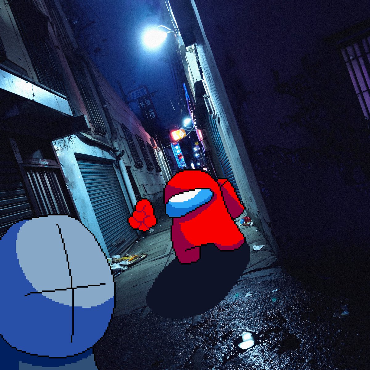 LuminexG's tweet image. Grunty &amp;amp; Amongy: Luminal Subspace

"I smell a taco stand nearby" - (+)
"but you don't have a nose..." - ඞා

A doodle I was craving to do (shout-out to @liminal_s)

#grunty #grunt #madnesscombat #amongy #crewmate #amongus #gruntyamongy #newgrounds #pixelart #aseprite #ドット絵