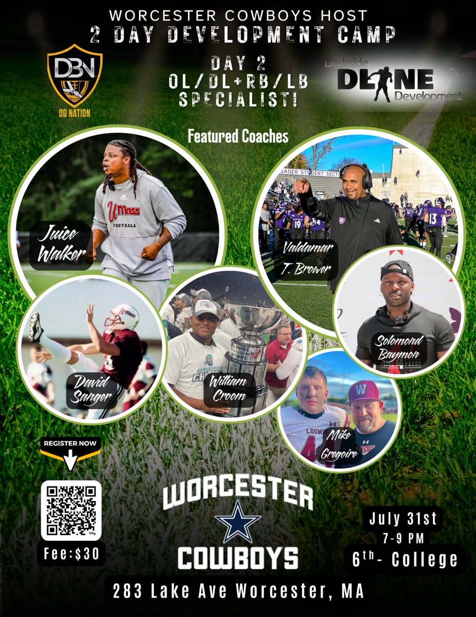 Thank you for the opportunity to coach Defensive Line‼️ Thursday, July 31st 7:00pm-9:00pm Worcester, Massachusetts.  LFG‼️