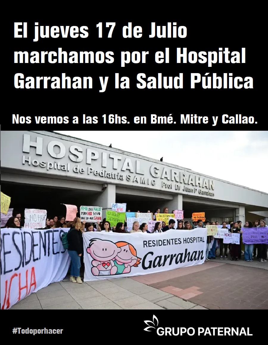 Por más y mejor #SaludPública el jueves 17 marchamos desde Congreso a Plaza de Mayo.
Acompañaremos la convocatoria de <a href="/ResisGarrahan/">Residencia Pediatria Garrahan</a>.