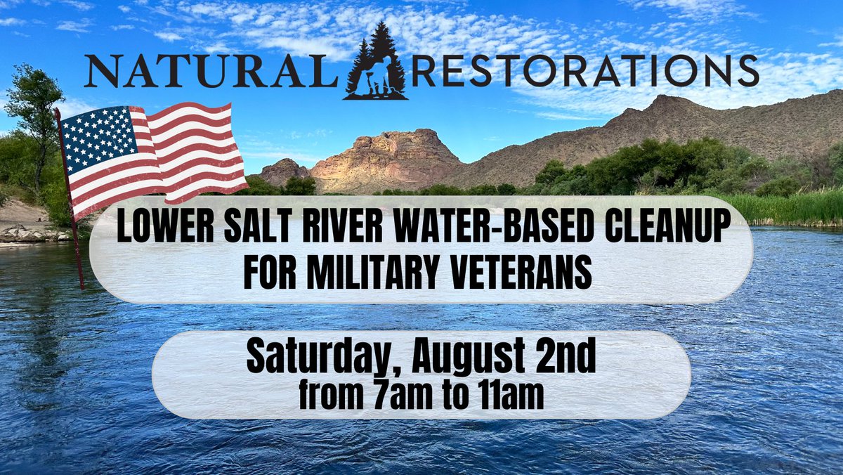 Are you a military veteran? Join us 8/2 for a Lower Salt River Water-based Cleanup for Military Vets! No equipment? No problem! Use the link below to learn more, reserve equipment if you don't have any, &amp; register for participation: eventbrite.com/e/149352346187…