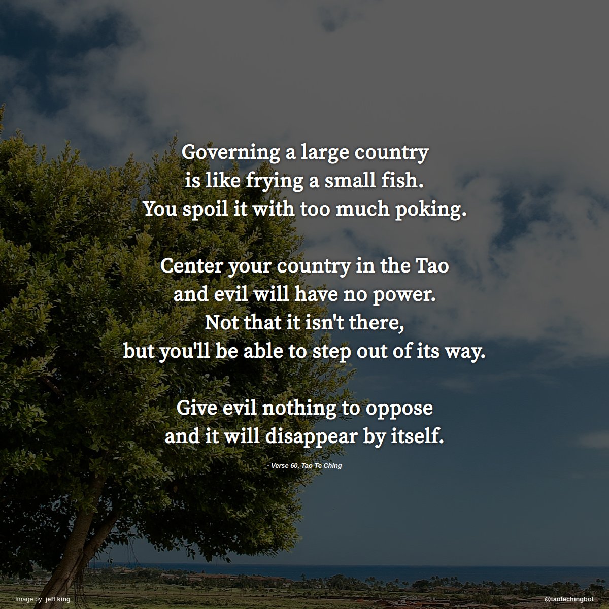 taotechingbot's tweet image. Verse 60 of The Tao Te Ching. #TaoTeChing #Laozi #Tao #LaoTzu #Taoism #BookOfTheWay