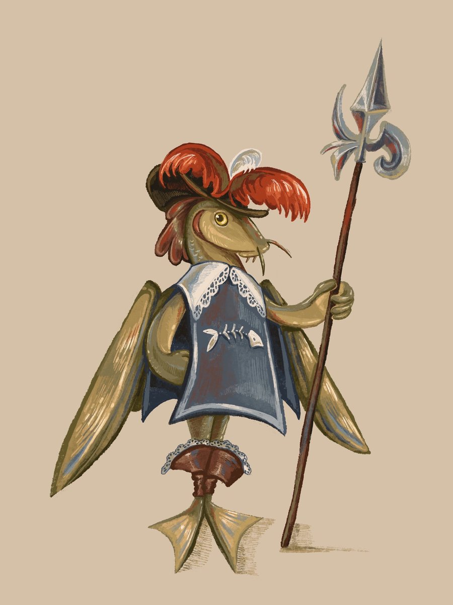 fishplans's tweet image. my 'fursona' the flying fish if she was in the 1600s