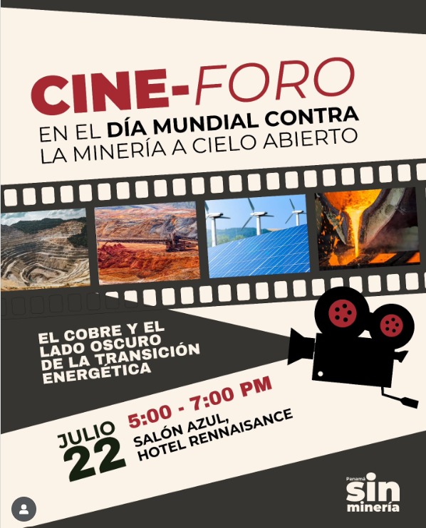 🎥🎫 Te invitamos a participar de nuestro cine-foro en el Día Mundial contra la Minería Metálica a Cielo Abierto.

El cobre, clave para autos eléctricos, paneles solares y otras tecnologías “verdes", se extrae a menudo en condiciones que dejan tras de sí comunidades desplazadas,
