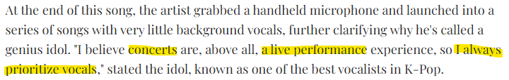 _yunberry's tweet photo. Baekhyun: "I believe concerts are, above all, a live performance experience, so I always prioritize vocals." 

🤭👀 https://t.co/jgRn9tuf3B