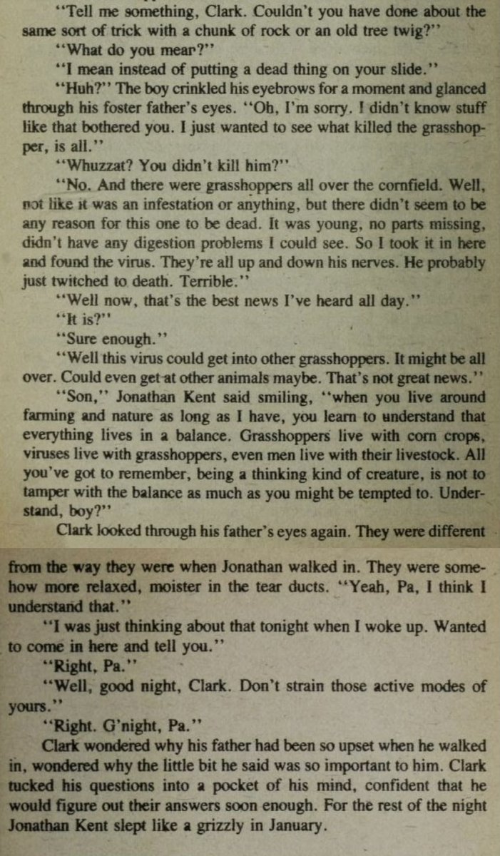 Jon fearing 9 year old Clark and the chaos he’ll cause when he’s older, almost using kryptonite on him just for Clark to remind his father how much he loves life and won’t let anyone die no matter the being. can’t convince me this kid ever grows up to use lethal force on anyone.
