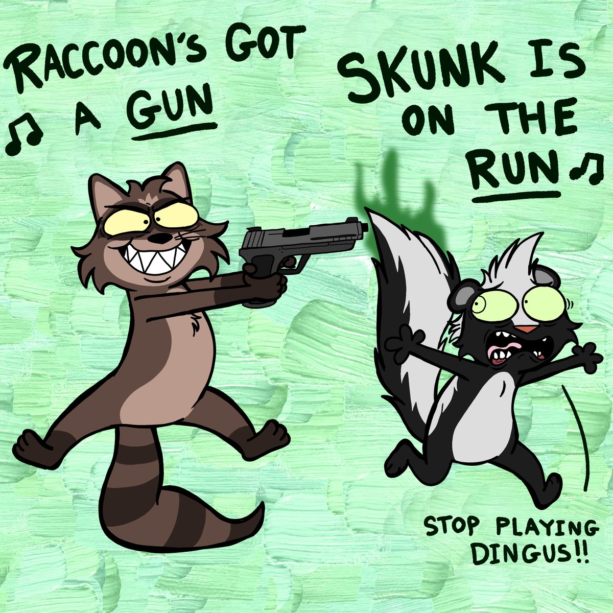 macho_199's tweet image. Dingus the raccoon found a gun