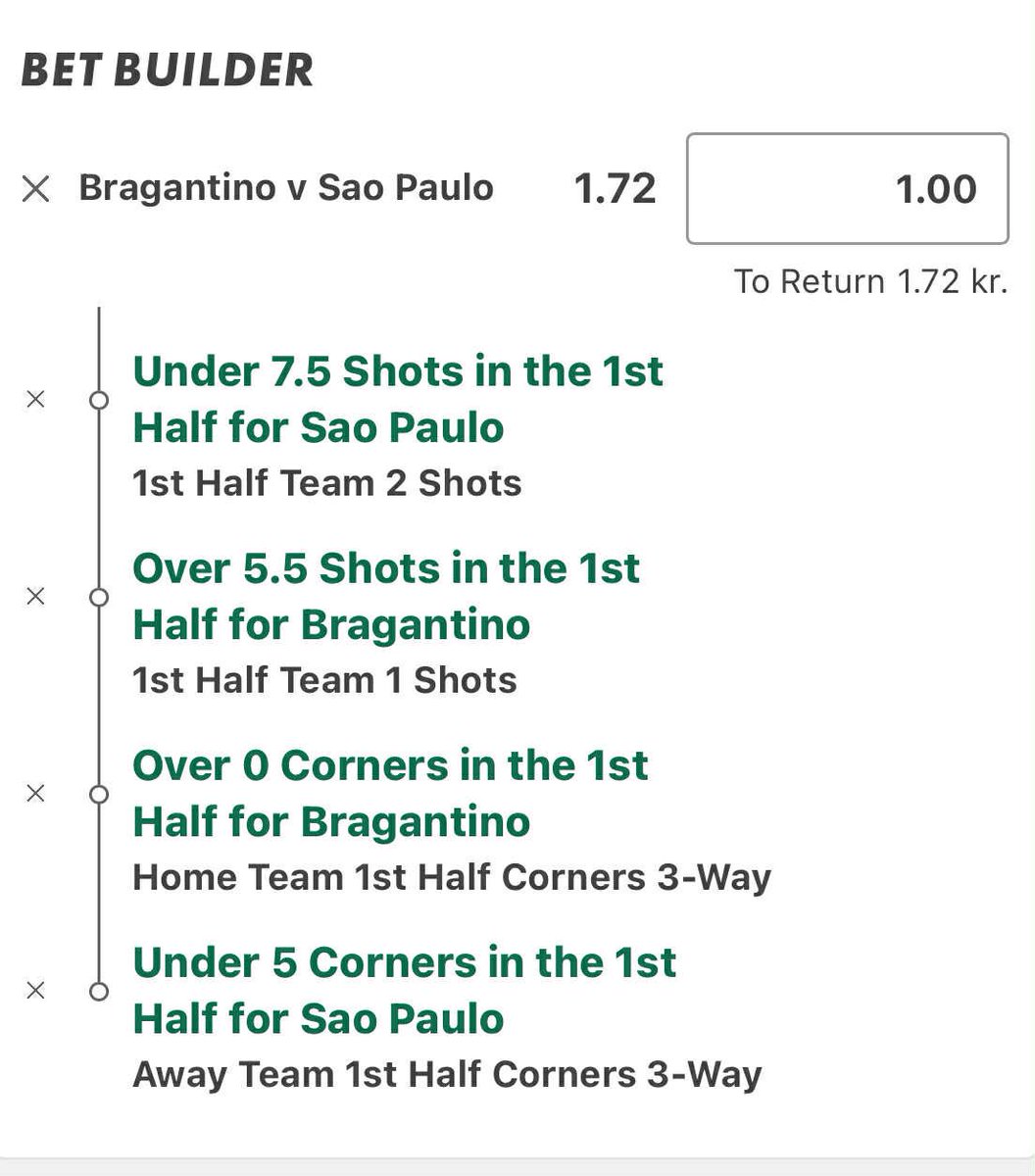 🇧🇷Bragantino v Sao Paulo 

Min odds: 1.72 (1u)
