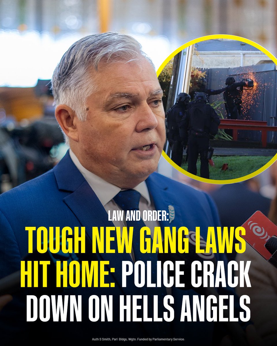 NZNationalParty's tweet image. Life is a lot harder for gangs under National. We back Police to continue going after gangs to keep our communities safer.