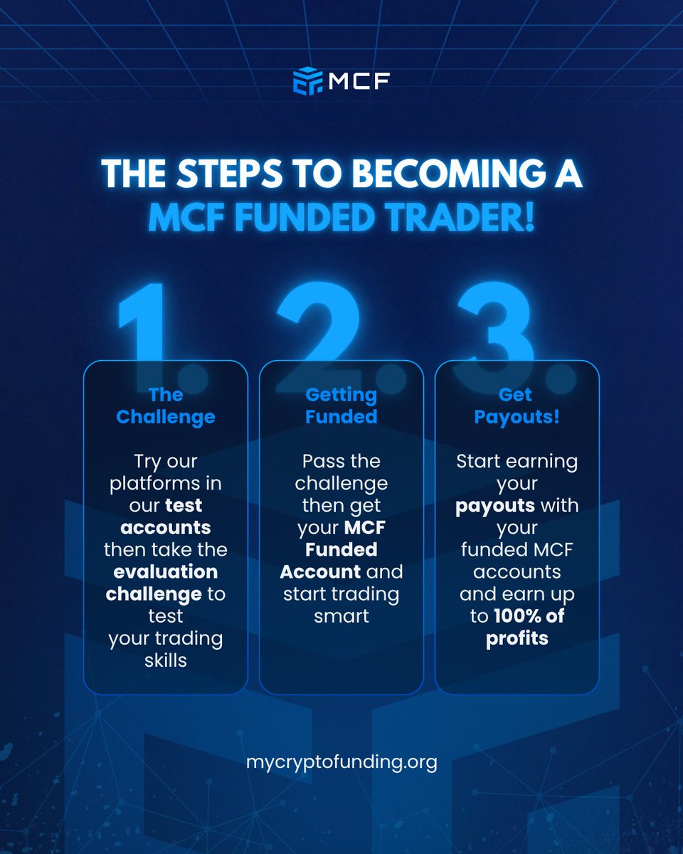 No secrets. No fluff. Just 3 steps to funded. 📈

1️⃣ Pass the challenge
2️⃣ Get capital
3️⃣ Earn up to 100% profit 💰

Simple. Clean. Real.
That’s My Crypto Funding 🚀