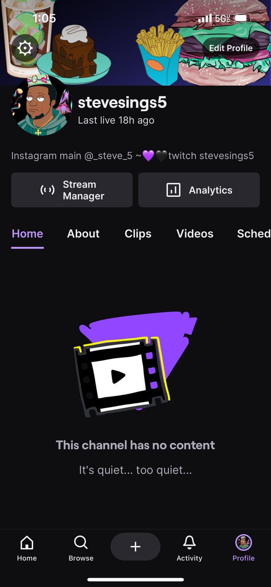 Follow me on Twitch 💜🖤🙏🏾