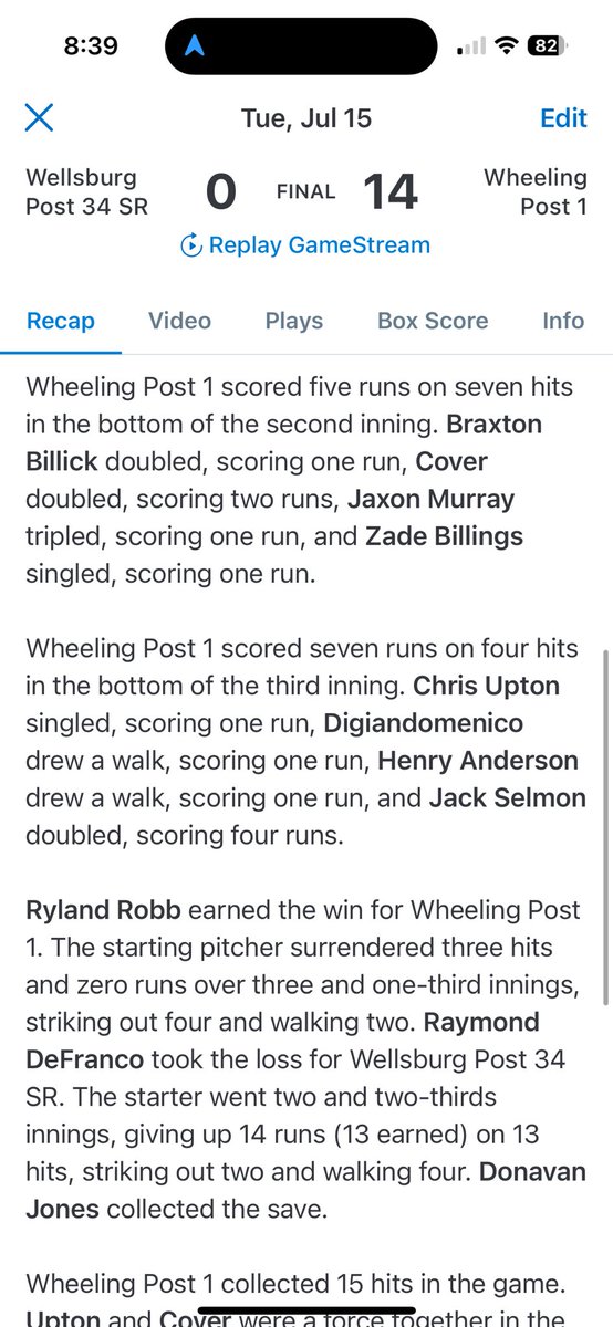 Wheeling Post 1 Baseball tweet media