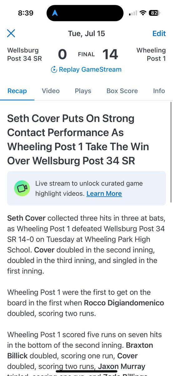 Wheeling Post 1 Baseball tweet media