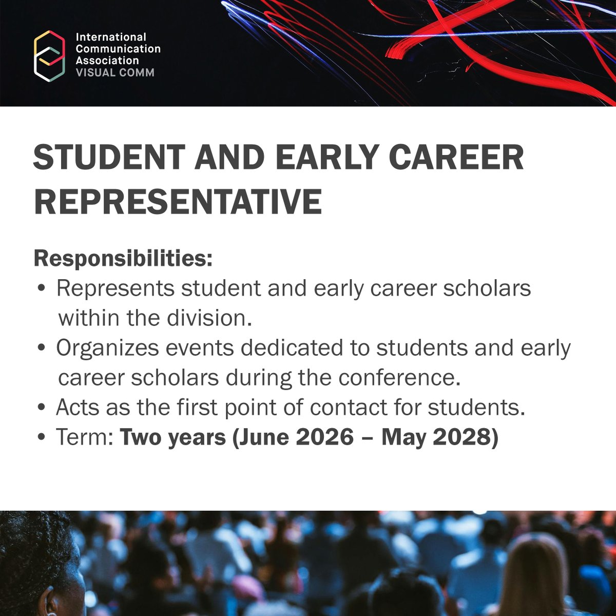 #OpenCall:  
STUDENT AND EARLY CAREER REPRESENTATIVE
#ICA #VCSD #Election   
 
Self-nomination and nominations are welcome.  Expressions of interest must be submitted by JULY 20, 2025. 
 
Please read the full details on how to nominate/self-nominate here: 
linkedin.com/feed/update/ur…
