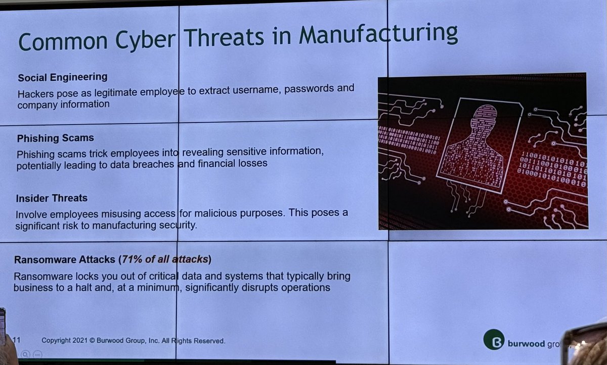 schuyler_gina's tweet photo. High School perspective:The Manufacturing Alliance (led by Jim Connell @CLCIllinois ) is a great resource for aligning career pathways. Tonight’s focus: cybersecurity in manufacturing. Bonus: @Ellingsen_Tech ran into a @Grayslake127 alumni #D127GetsREAL #manufacturing https://t.co/nQrFBn3n79