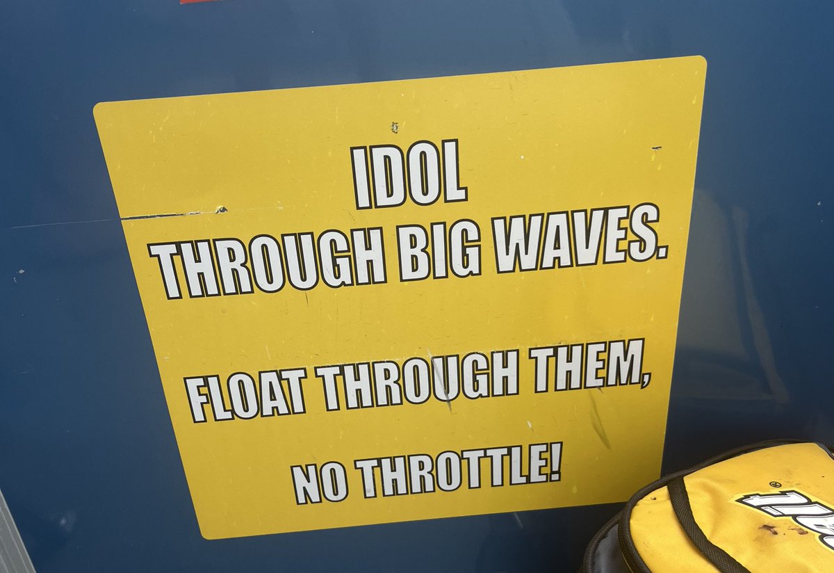 ColtonWilson23's tweet image. This signage was on our pontoon in a few spots and likely all rental watercraft by a boat rental company here in the Lake of the Ozarks.
How should I approach “idol”ing through big waves?