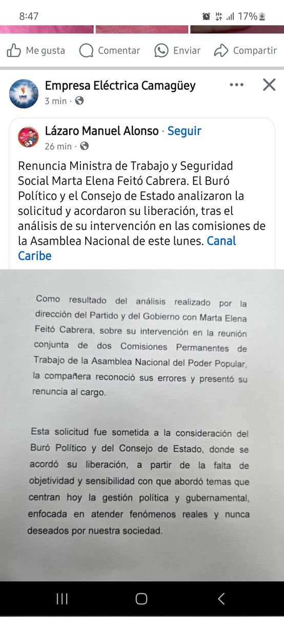 darena_ha's tweet photo. Como resultado del análisis realizado por la dirección del Partido y del Gobierno con Marta Elena Feitó Cabrera, sobre su intervención en la reunión conjunta de dos Comisiones Permanentes de Trabajo de la Asamblea Nacional del Poder Popular.
📝Perfil: Lázaro Manuel Alonso https://t.co/xpYq5xiN8n