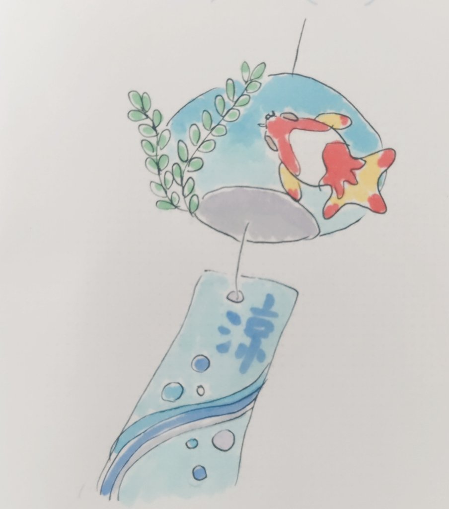 marujiroart's tweet image. 少しは涼しげ🎐

#風鈴
#涼しげなイラスト
#暑さに負けるな
#ゆるいイラスト #みんなで楽しむTwitter展覧会 #芸術同盟  #つぶやき  #落書き #ドゥードゥル #doodle