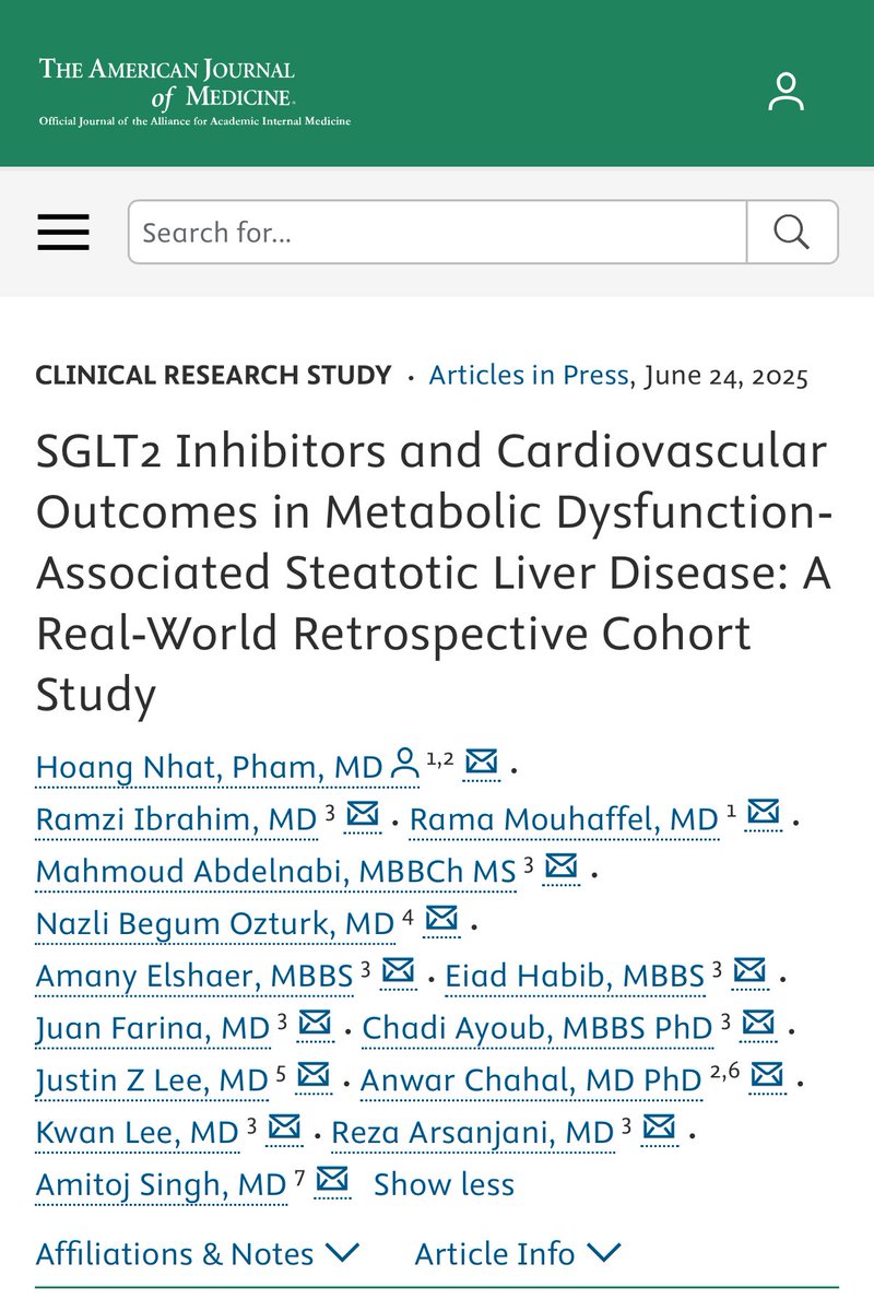 Hoang Nhat Pham (@hoangnhat_pham) on Twitter photo Check out our latest publication on the American Journal of Medicine
➡️ SGLT2 inhibitors in MASLD patients were associated with reduced mortality, hospitalization, cardiovascular events, and liver complications
#CardioX
<a href="/ramziw_/">Ramzi Ibrahim, MD</a> <a href="/M_H_Abdelnabi/">Mahmoud Abdelnabi</a> <a href="/NBegumOzturkMD/">Begüm Öztürk, MD</a> Check out our latest publication on the American Journal of Medicine
➡️ SGLT2 inhibitors in MASLD patients were associated with reduced mortality, hospitalization, cardiovascular events, and liver complications
#CardioX
<a href="/ramziw_/">Ramzi Ibrahim, MD</a> <a href="/M_H_Abdelnabi/">Mahmoud Abdelnabi</a> <a href="/NBegumOzturkMD/">Begüm Öztürk, MD</a>