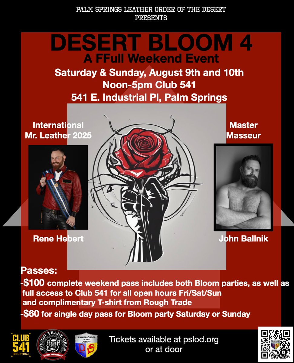 CLUB541 (@club541ps) on Twitter photo Roses are red…that’s it 😈
Desert Bloom tickets are available on PSLOD.org
Joined by two sexy men with us <a href="/JohnBaldwinSD/">John Baldwin</a> and Rene Hebert IML2025.
For novice and experienced players, we have coaches and demos.
It’s going to be FFun!
<a href="/roughtradegear/">Rough Trade Gear</a> <a href="/PS_LOotD/">Palm Springs Leather Order of the Desert</a> Roses are red…that’s it 😈
Desert Bloom tickets are available on PSLOD.org
Joined by two sexy men with us <a href="/JohnBaldwinSD/">John Baldwin</a> and Rene Hebert IML2025.
For novice and experienced players, we have coaches and demos.
It’s going to be FFun!
<a href="/roughtradegear/">Rough Trade Gear</a> <a href="/PS_LOotD/">Palm Springs Leather Order of the Desert</a>