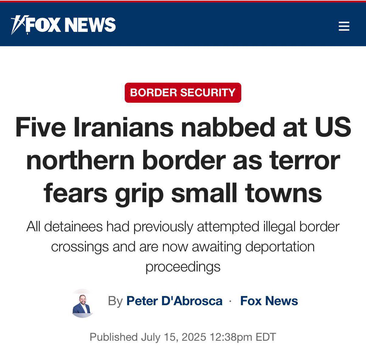 Five Iranians, all of whom had been previously detained attempting to illegally enter the US, have been arrested in upstate New York entering from Canada. 

It’s not surprising to see the Islamic state of Canada being the country used to try illegally entering the US. 

Iran is