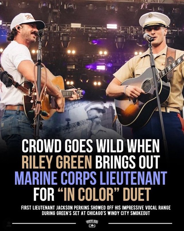 Go Country 105 (@gocountry105) on Twitter photo Over the weekend <a href="/RileyGreenMusic/">Riley Green</a> brought out a U.S. Marine onstage! He did such a job, #Christine105 Over the weekend <a href="/RileyGreenMusic/">Riley Green</a> brought out a U.S. Marine onstage! He did such a job, #Christine105