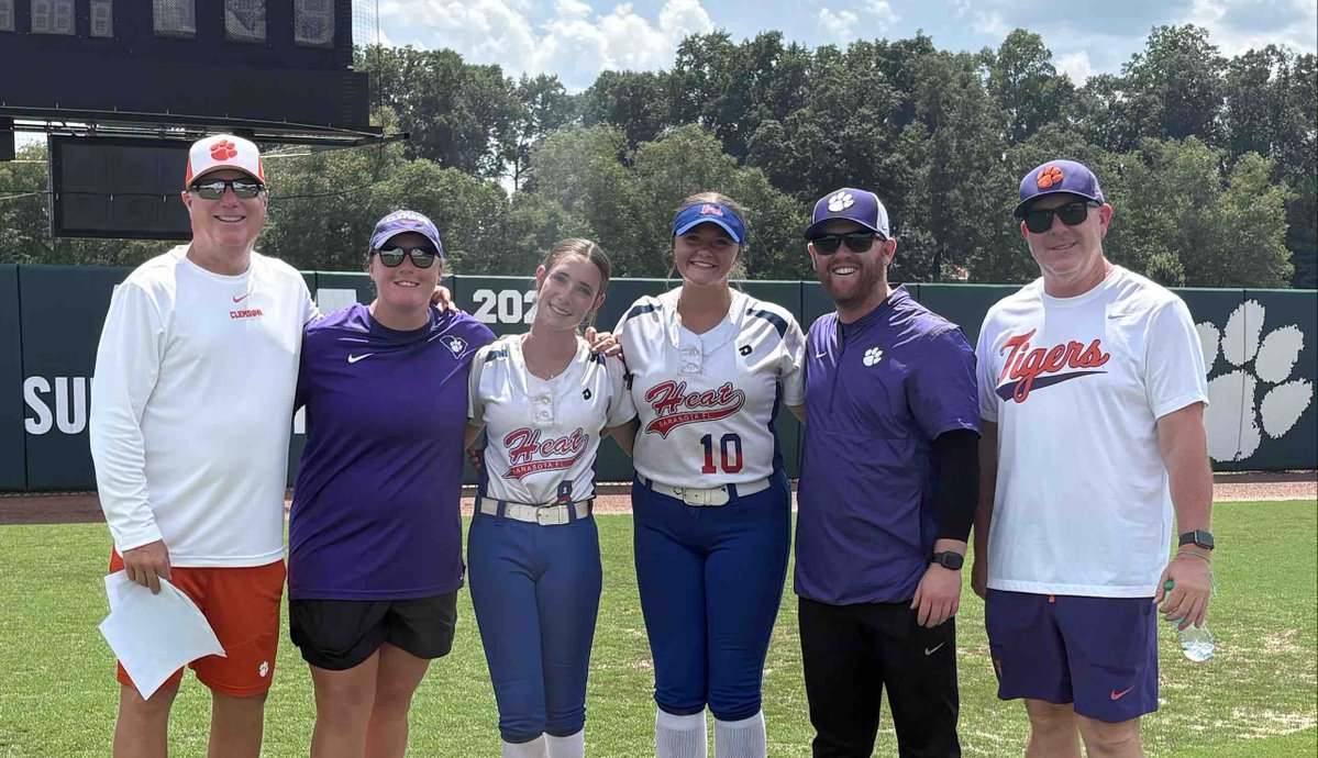 Two of our players visited <a href="/clemsonsoftball/">Clemson Softball 🥎</a> for their July Elite Clinic.  Our pitcher, Jenna and our shortstop, Maddison enjoyed getting to see the campus and met the coaches.  Thank you for having them! <a href="/rittmanjohn/">John Rittman</a> <a href="/KatieRepole/">Katie “Crash” Repole</a> <a href="/Coach_Wigs/">Ryan Wieligman</a> <a href="/ClemsonCoachKJ/">Kyle Jamieson</a> 
Come see more of them