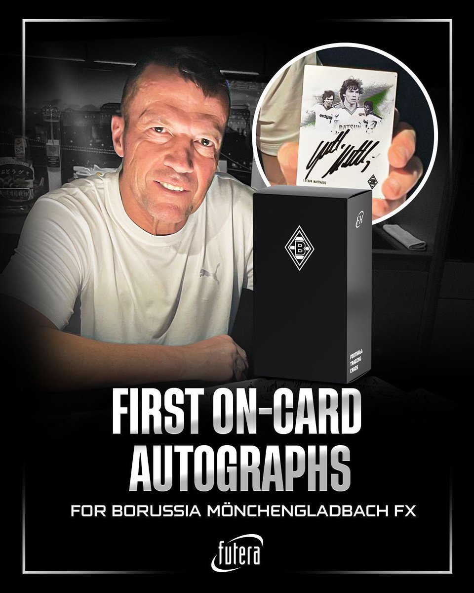 Futera's tweet image. One of the greatest German players of all time 🇩🇪
Lothar Matthäus will feature in our upcoming Borussia Mönchengladbach FX Collection.
Look out for on-card autographs!