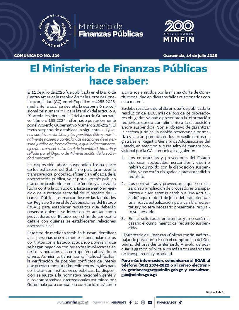 ManfredoGuate's tweet image. 🚨La CC hoy favorece el anonimato de empresas que contratan con el Estado y que salen ganando con una empresa u otra que son de los mismos.
📌Transparentar quiénes son los dueños de las empresas que contrata el Estado, resulta una medida atentatoria e inaceptable según la CC que…