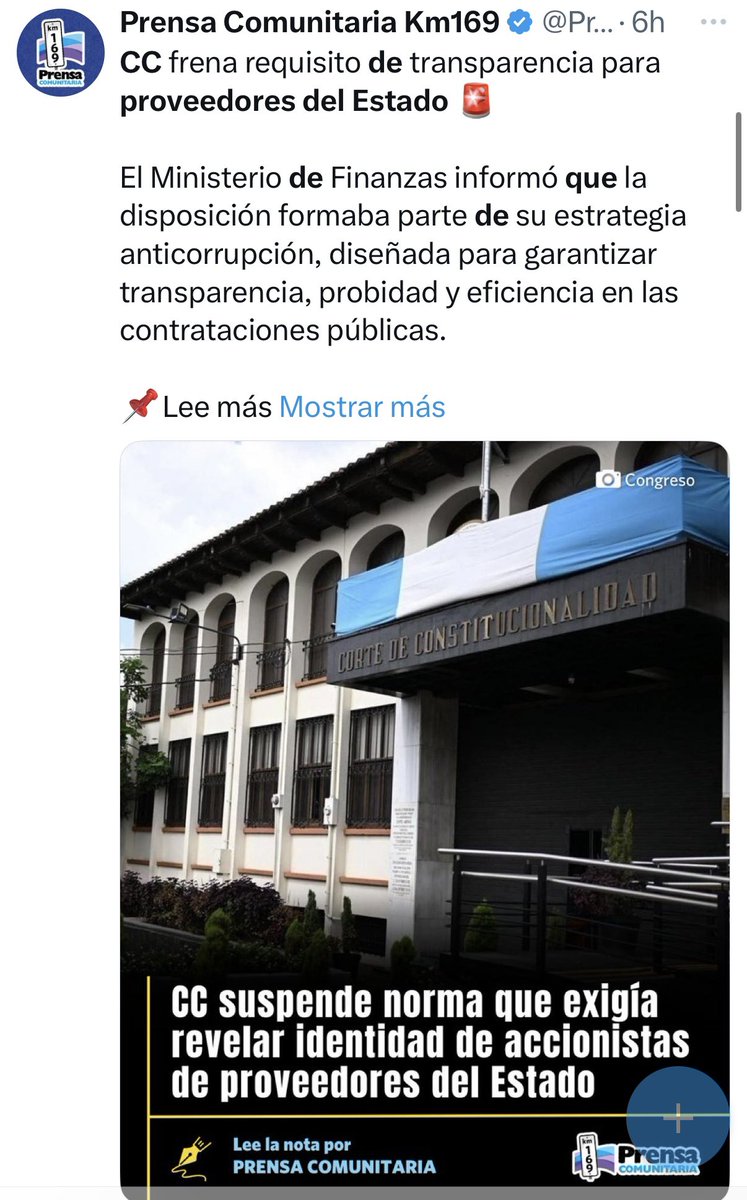 ManfredoGuate's tweet image. 🚨La CC hoy favorece el anonimato de empresas que contratan con el Estado y que salen ganando con una empresa u otra que son de los mismos.
📌Transparentar quiénes son los dueños de las empresas que contrata el Estado, resulta una medida atentatoria e inaceptable según la CC que…