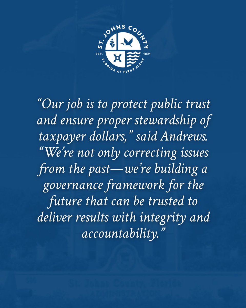 Inspector General Report Validates the Importance of St. Johns County's Strengthened Oversight and Commitment to Transparency.

Read the full story: bit.ly/4kJGrIJ

#MySJCFL