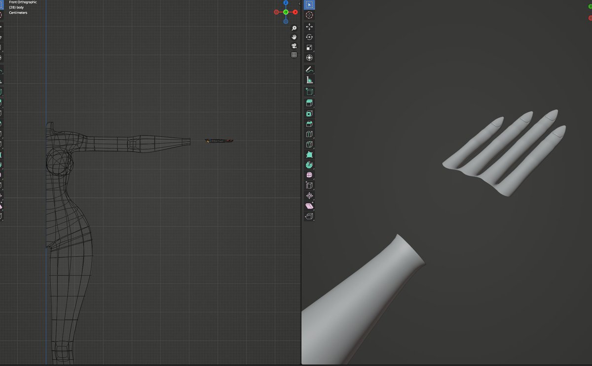 How many different classes have I sought out to learn 3D modelling? 

Think I'm four different methods deep at this point. One day I'll get back to animation 😭

But for now I make hands... or fingers, more accurately

#Blender #3DCG