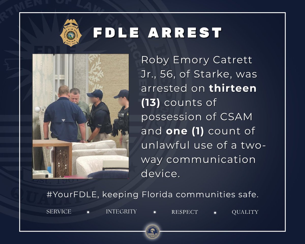 fdlepio's tweet image. He was in possession of OVER 100 DIGITAL FILES depicting the sexual abuse of children and acts of bestiality.
Today, #YourFDLE Jacksonville took him off the streets.
@AGJamesUthmeier’s prosecutors will make sure the only thing this sicko possesses is an orange jumpsuit.
Read…