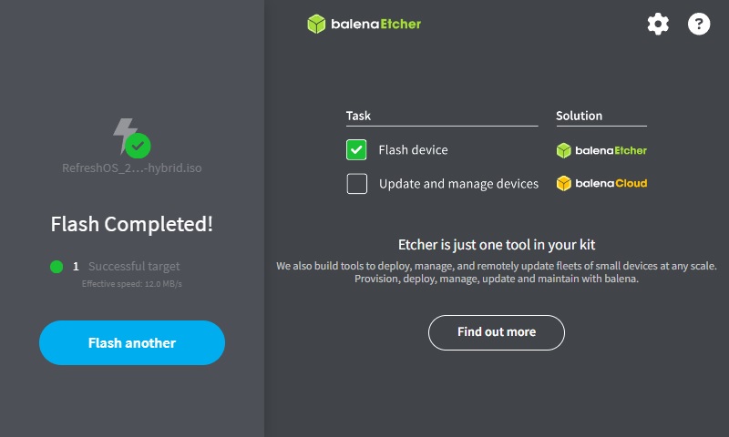RefreshOS's tweet image. RefreshOS 2.5 now supports Balena Etcher and other flashing tools. The default download is now a hybrid ISO - same content, just better compatibility with tools like Etcher, Rufus, and more.

refreshos.org/download_refre…