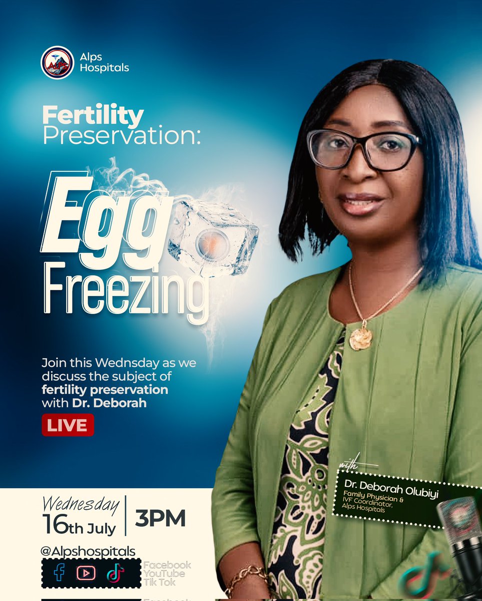 Alpshospitals's tweet photo. Join us live today with Dr. Deborah at AlpsHospitals for an insightful chat on egg freezing and fertility preservation!

Take control of your reproductive future with expert advice, answers to your questions, and the latest in fertility care. https://t.co/86GvPxFcX3