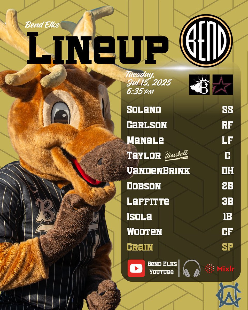 Some non-league action at home🫎⚾️

📍: Vince Genna Stadium
🆚: <a href="/NWStarBaseball/">NW Star Baseball</a> 
⏰: 6:35 PM PST
📺: Bend Elks YouTube