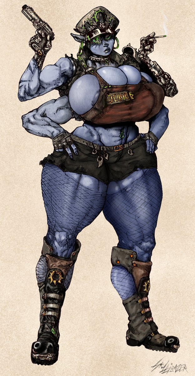 Alien babe comm for anon but now a junk queen. ( older traditional linework and anatomy + current shading skills )