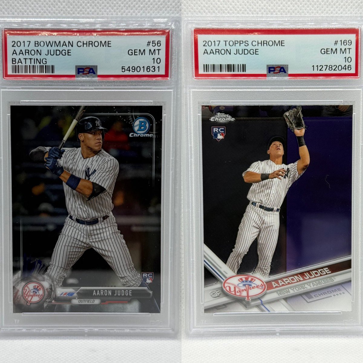 Jon S (@jonyc112) on Twitter photo Aaron Judge PSA 10 Chrome Rookies
Topps Chrome
Bowman Chrome 
$510 shipped for the pair 
RTs appreciated 🙏🏻🫡 Aaron Judge PSA 10 Chrome Rookies
Topps Chrome
Bowman Chrome 
$510 shipped for the pair 
RTs appreciated 🙏🏻🫡